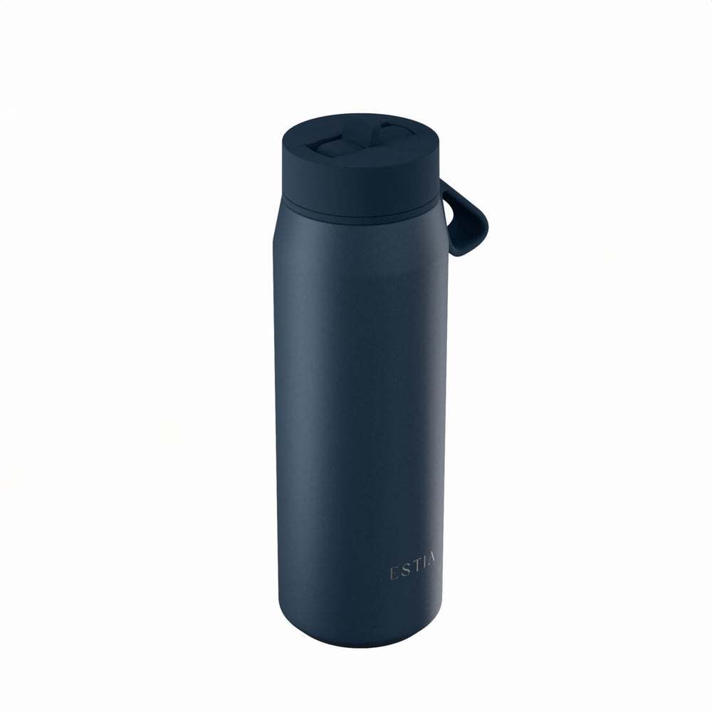 Estia Μπουκάλι Θερμός με Καλαμάκι Pulse 500ml Μπλε Σκούρο Save the Aegean