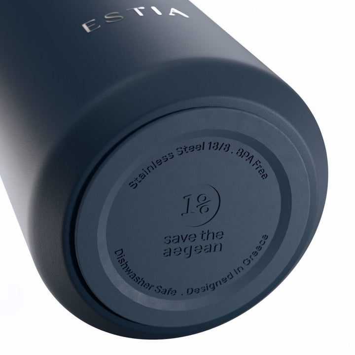 Estia Μπουκάλι Θερμός με Καλαμάκι Pulse 500ml Μπλε Σκούρο Save the Aegean