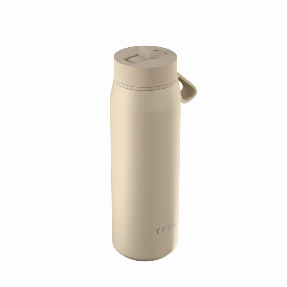 Estia Μπουκάλι Θερμός με Καλαμάκι Pulse 500ml Μπεζ Save the Aegean Dune