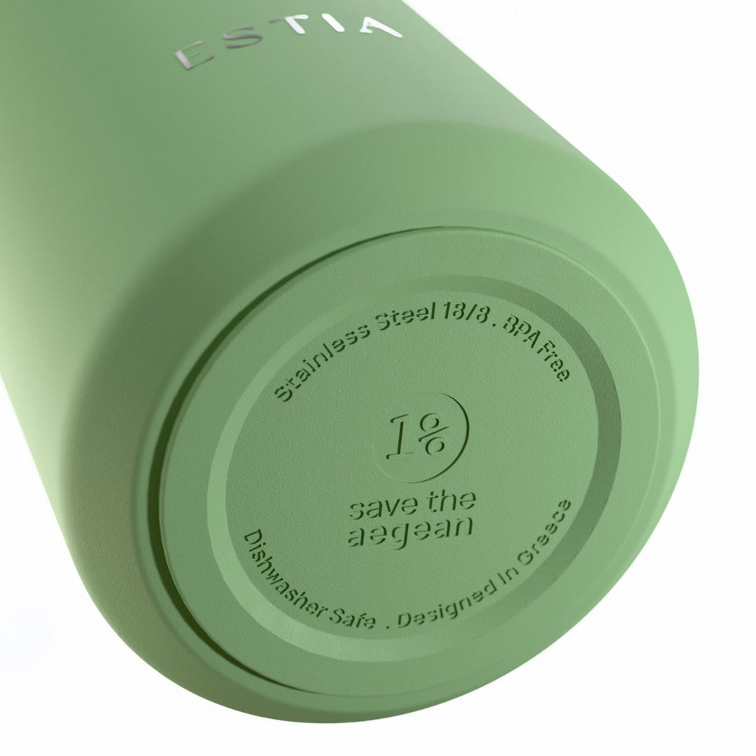 Estia Μπουκάλι Θερμός με Καλαμάκι Pulse 500ml Πράσινο Save the Aegean Pine