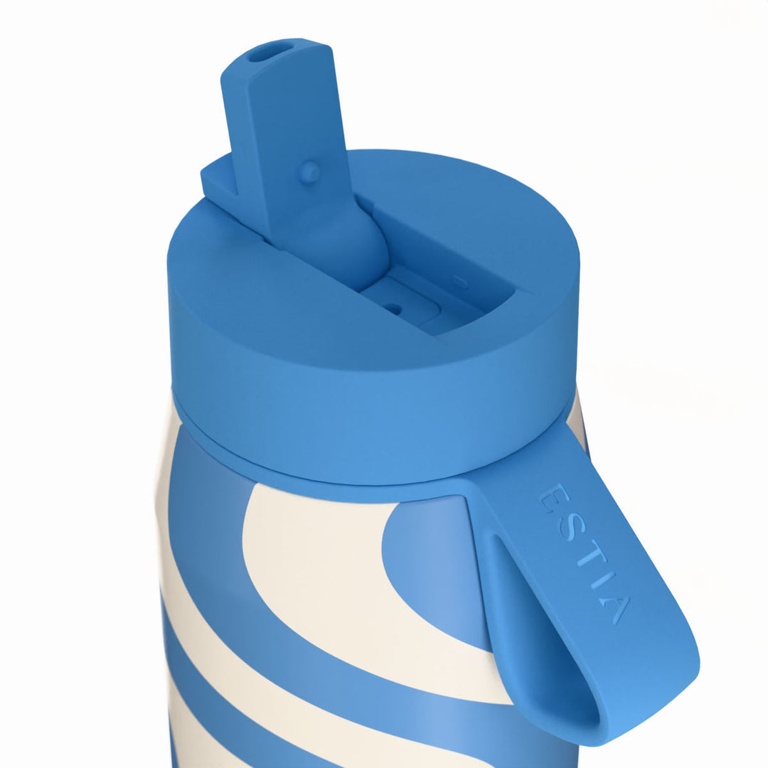 Estia Μπουκάλι Θερμός με Καλαμάκι Pulse 500ml Λευκό-Μπλε Save the Aegean Ocean Waves
