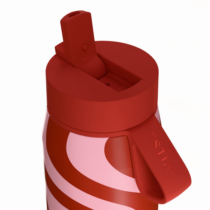 Estia Μπουκάλι Θερμός με Καλαμάκι Pulse 500ml Ροζ-Κόκκινο Save the Aegean Coral Waves