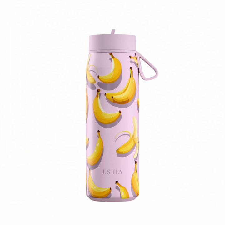 Estia Μπουκάλι Θερμός με Καλαμάκι Pulse 500ml Λιλά με Σχέδιο Μπανάνες Save the Aegean Banana Mood