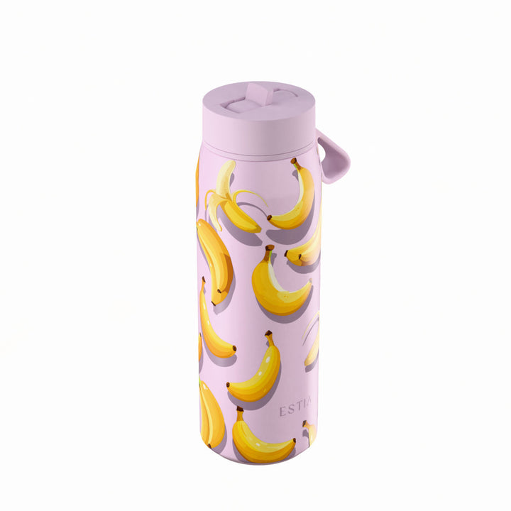 Estia Μπουκάλι Θερμός με Καλαμάκι Pulse 500ml Λιλά με Σχέδιο Μπανάνες Save the Aegean Banana Mood