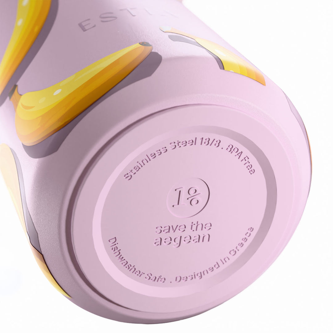Estia Μπουκάλι Θερμός με Καλαμάκι Pulse 500ml Λιλά με Σχέδιο Μπανάνες Save the Aegean Banana Mood