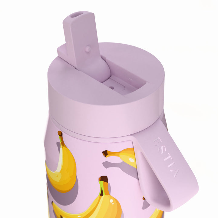 Estia Μπουκάλι Θερμός με Καλαμάκι Pulse 500ml Λιλά με Σχέδιο Μπανάνες Save the Aegean Banana Mood