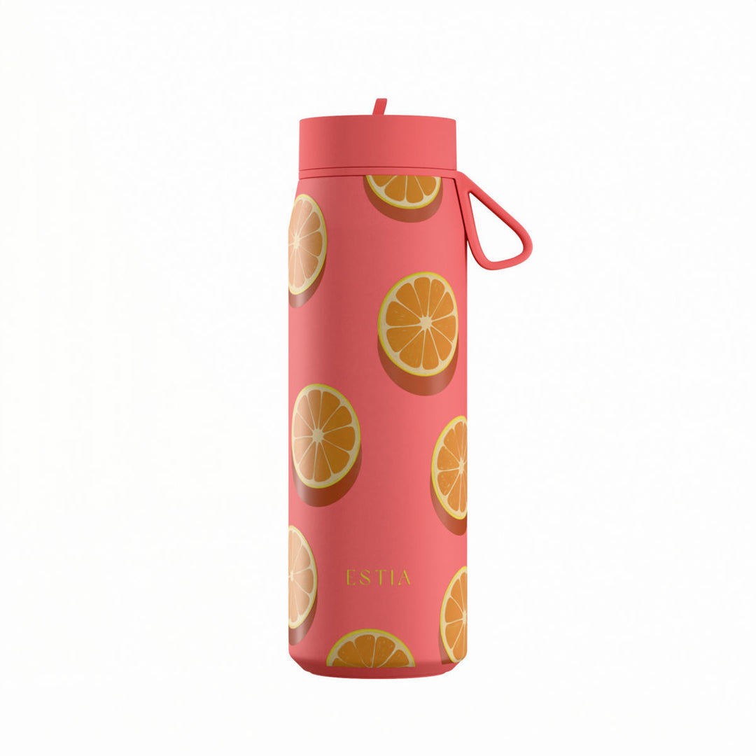 Estia Μπουκάλι Θερμός με Καλαμάκι Pulse 500ml Κοραλί Save the Aegean Orange Pop