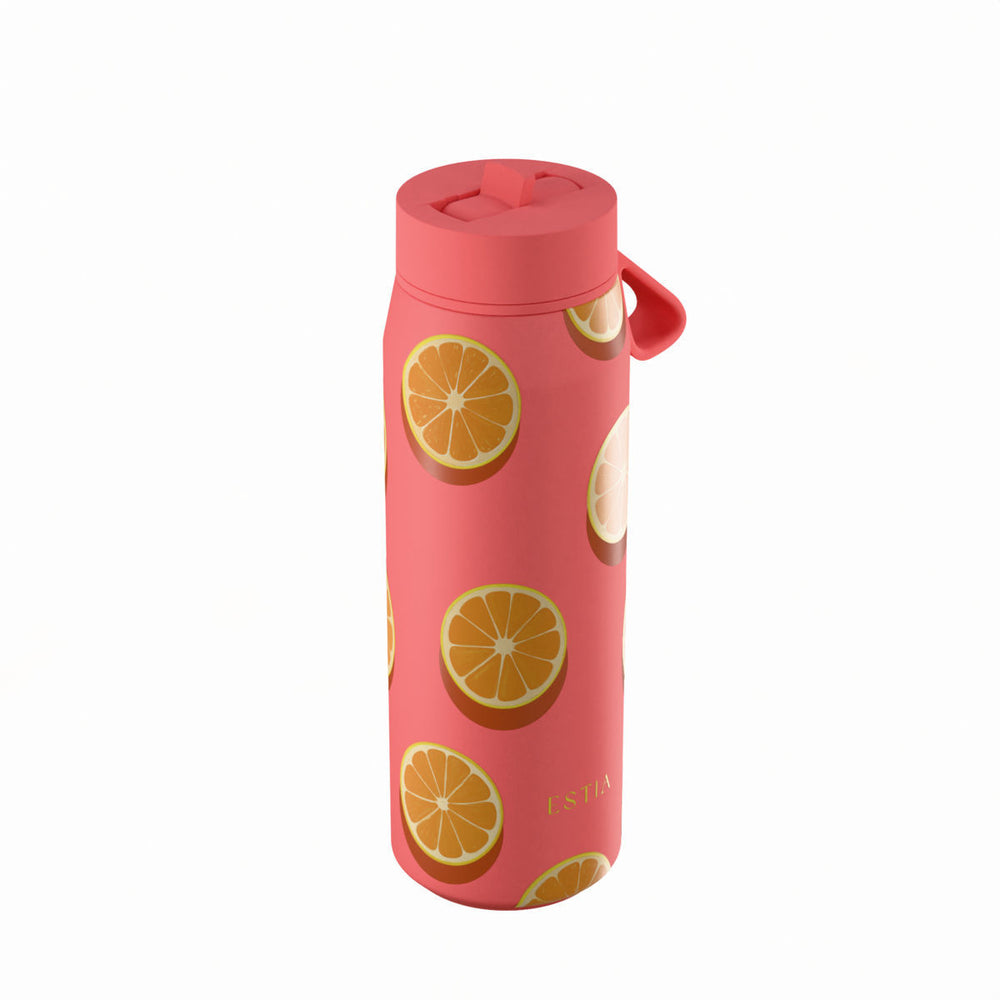 Estia Μπουκάλι Θερμός με Καλαμάκι Pulse 500ml Κοραλί Save the Aegean Orange Pop