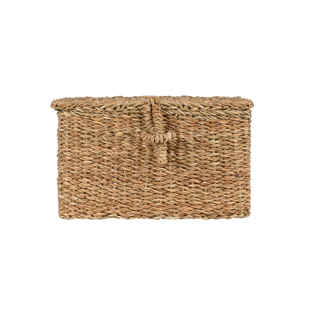 Καλάθι Αποθήκευσης Ψάθινο Nerina 25X14X15cm Με Καπάκι Estia