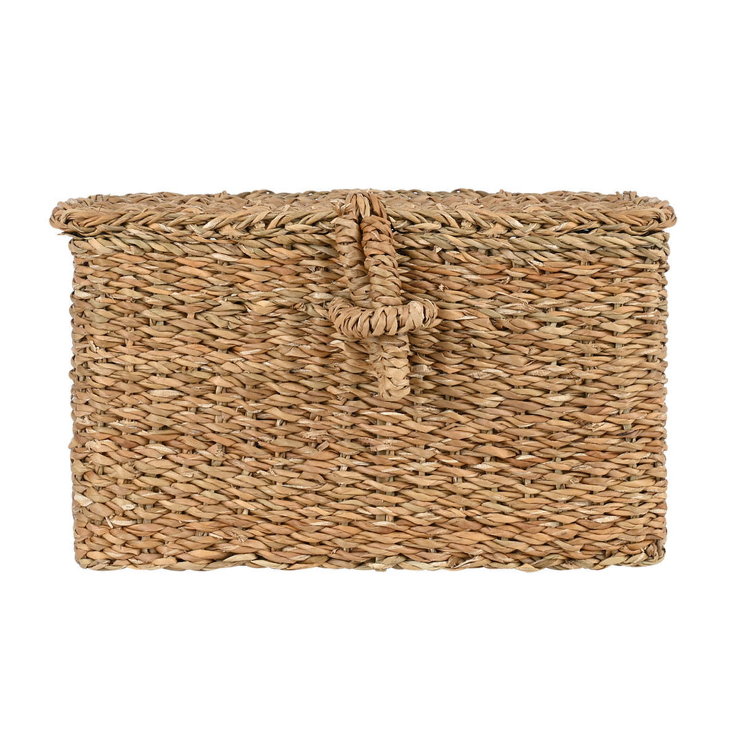 Καλάθι Αποθήκευσης Ψάθινο Nerina 30X20X15cm Με Καπάκι Estia