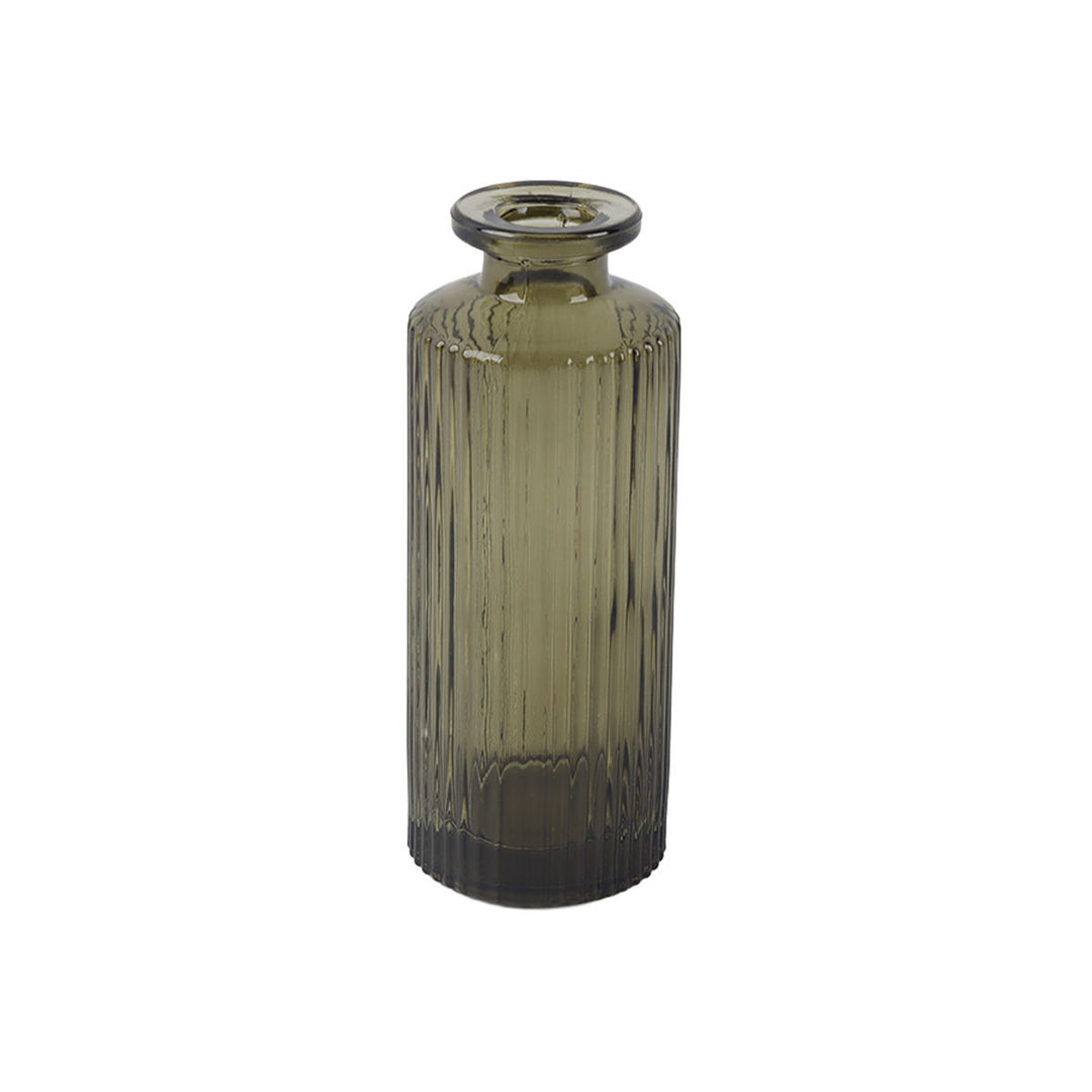 Γυάλινο Διακοσμητικό Βάζο Glower Rib Smoked Green Estia