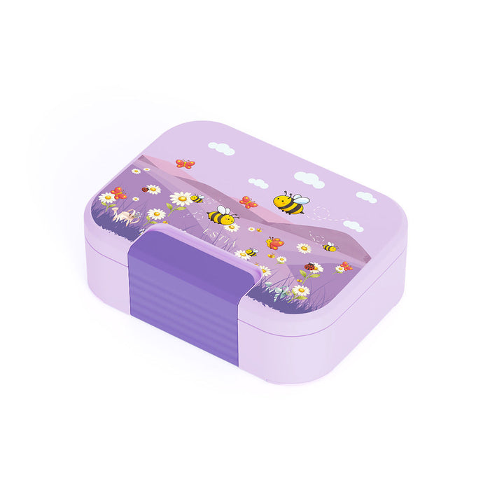 Τάπερ Παιδικό Με Διπλή Αποσπώμενη Θήκη & Κουτάλι 750ml Λιλά Garden Friends, παρουσίαση προϊόντος σε καθαρό φόντο με έμφαση στο σχέδιο, την απόχρωση και τις.