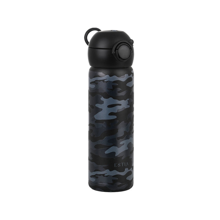 Θερμός Παιδικό Μαύρο-Γκρι Save the Aegean 470ml Dark Camo, κοντινή παρουσίαση που αναδεικνύει την υφή, το σχέδιο και τις λεπτομέρειες του προϊόντος της Estia.