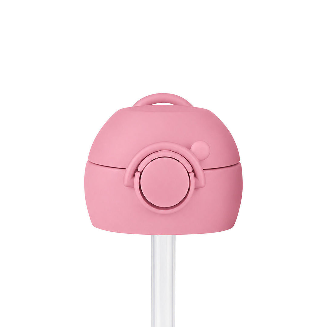 Ανταλλακτικό καπάκι με καλαμάκι Handy Bottle Estia Cherry Rose, κλειστή όψη με λαβή μεταφοράς και κλιπ ασφαλείας.