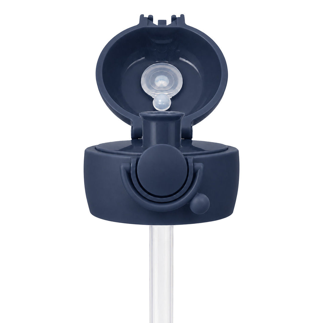 Ανταλλακτικό καπάκι με καλαμάκι Handy Bottle Estia Indigo, ανοιχτή όψη με εμφανές μεγάλο στόμιο και σύστημα κλεισίματος.