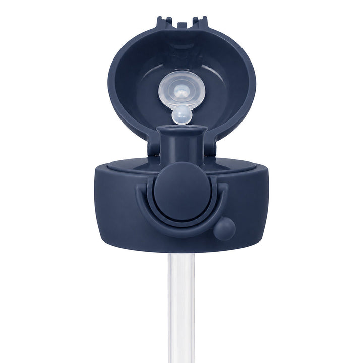 Ανταλλακτικό καπάκι με καλαμάκι Handy Bottle Estia Indigo, ανοιχτή όψη με εμφανές μεγάλο στόμιο και σύστημα κλεισίματος.