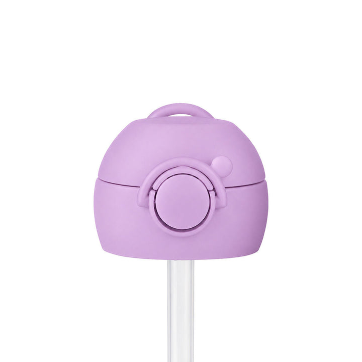 Ανταλλακτικό καπάκι με καλαμάκι Handy Bottle Estia Lavender, κλειστή όψη με λαβή μεταφοράς και κλιπ ασφαλείας.