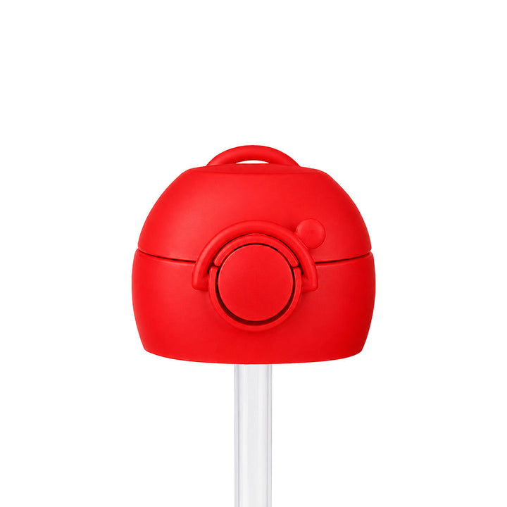Ανταλλακτικό καπάκι με καλαμάκι Handy Bottle Estia Olympiacos BC, κλειστή όψη με λαβή μεταφοράς και κλιπ ασφαλείας.