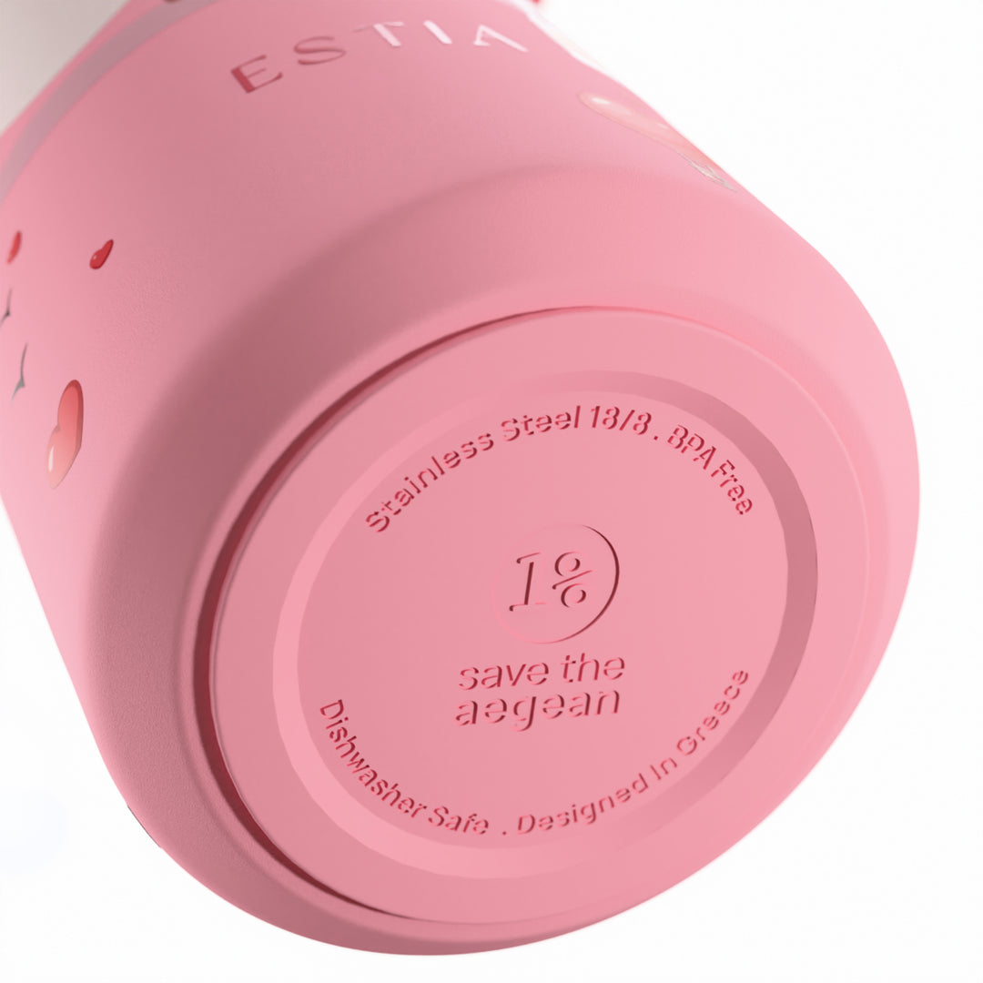 Estia Μπουκάλι Θερμός με Καλαμάκι Pulse 500ml Ροζ με Αερόστατο Save the Aegean Love Ascend