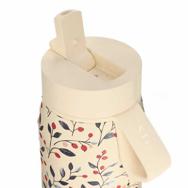 Estia Μπουκάλι Θερμός με Καλαμάκι Pulse 500ml Μπεζ με Λουλούδια Save the Aegean Bloom Beige