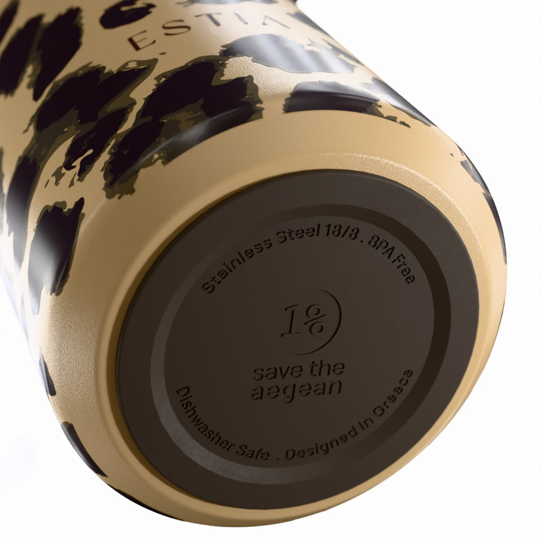 Estia Μπουκάλι Θερμός με Καλαμάκι Pulse 500ml Λεοπάρ Save the Aegean Spotted Prowl