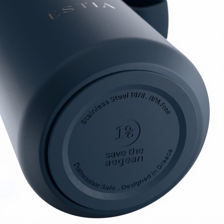 Estia Μπουκάλι Θερμός με Καλαμάκι Pulse 360ml Μπλε Σκούρο Save the Aegean Indigo