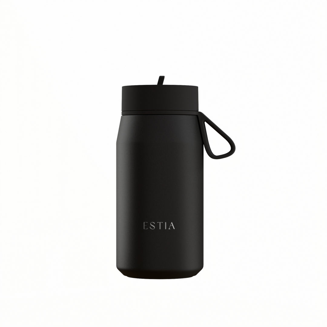 Estia Μπουκάλι Θερμός με Καλαμάκι Pulse 360ml Μαύρο Save the Aegean Void