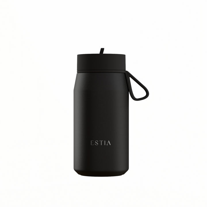 Estia Μπουκάλι Θερμός με Καλαμάκι Pulse 360ml Μαύρο Save the Aegean Void
