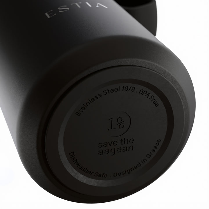 Estia Μπουκάλι Θερμός με Καλαμάκι Pulse 360ml Μαύρο Save the Aegean Void