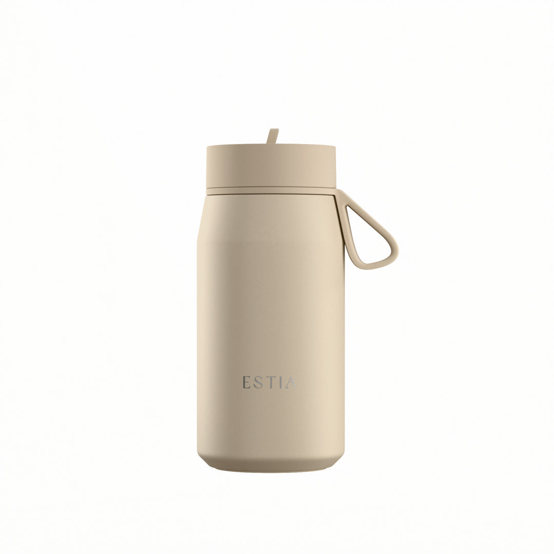 Estia Μπουκάλι Θερμός με Καλαμάκι Pulse 360ml Μπεζ Save the Aegean Dune