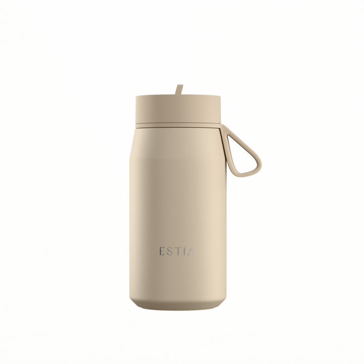 Estia Μπουκάλι Θερμός με Καλαμάκι Pulse 360ml Μπεζ Save the Aegean Dune