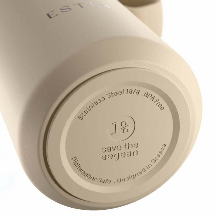 Estia Μπουκάλι Θερμός με Καλαμάκι Pulse 360ml Μπεζ Save the Aegean Dune