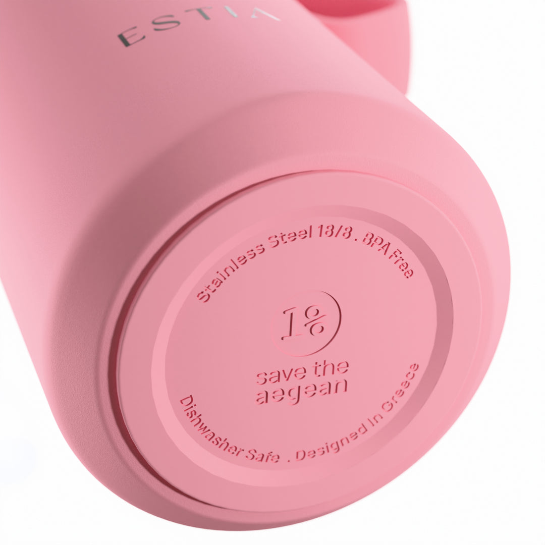 Estia Μπουκάλι Θερμός με Καλαμάκι Pulse 360ml Ροζ Save the Aegean Rose
