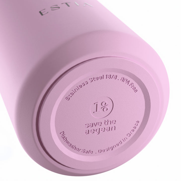 Estia Ποτήρι Θερμός με Ανοξείδωτο Καλαμάκι 360ml Λιλά Lens Save the Aegean Lavender