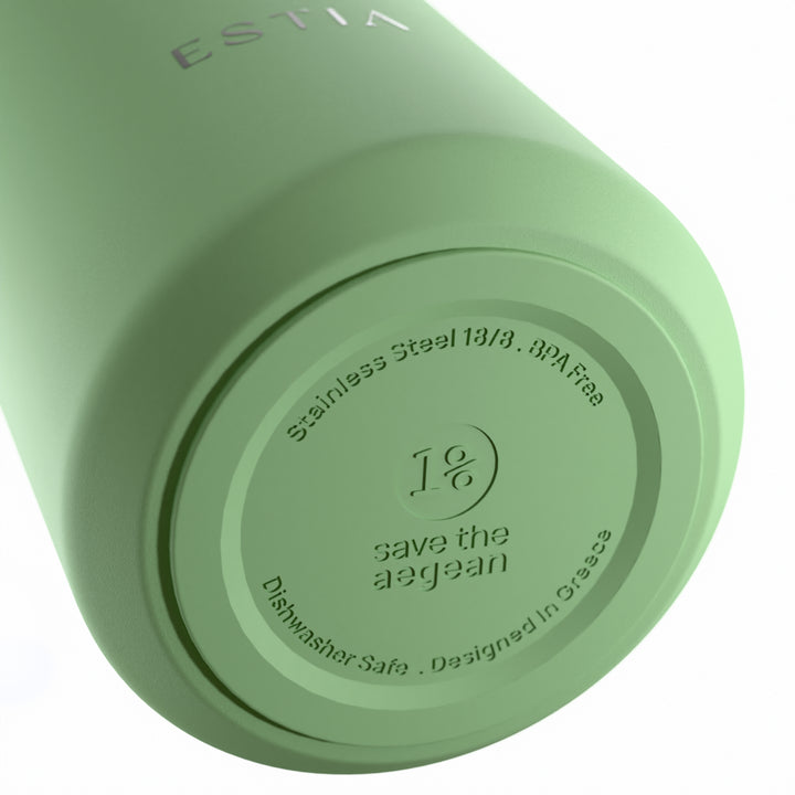 Estia Ποτήρι Θερμός με Ανοξείδωτο Καλαμάκι 360ml Μέντα Lens Save the Aegean Pine