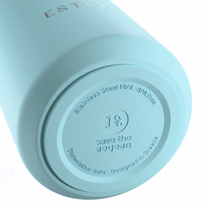 Estia Ποτήρι Θερμός με Ανοξείδωτο Καλαμάκι 360ml Γαλάζια Lens Save the Aegean Arctic