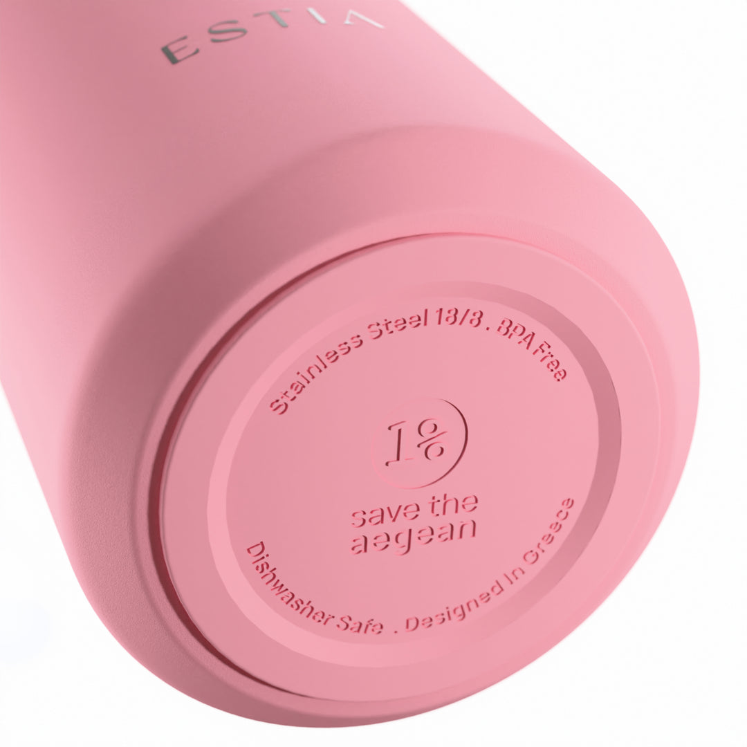 Estia Ποτήρι Θερμός με Ανοξείδωτο Καλαμάκι 360ml Ροζ Lens Save the Aegean Rose