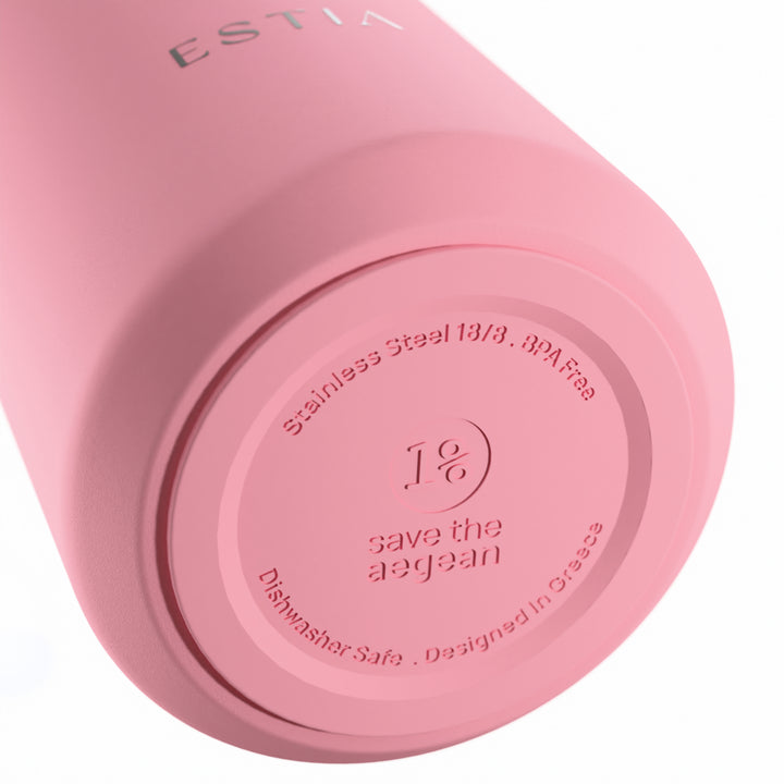 Estia Ποτήρι Θερμός με Ανοξείδωτο Καλαμάκι 360ml Ροζ Lens Save the Aegean Rose