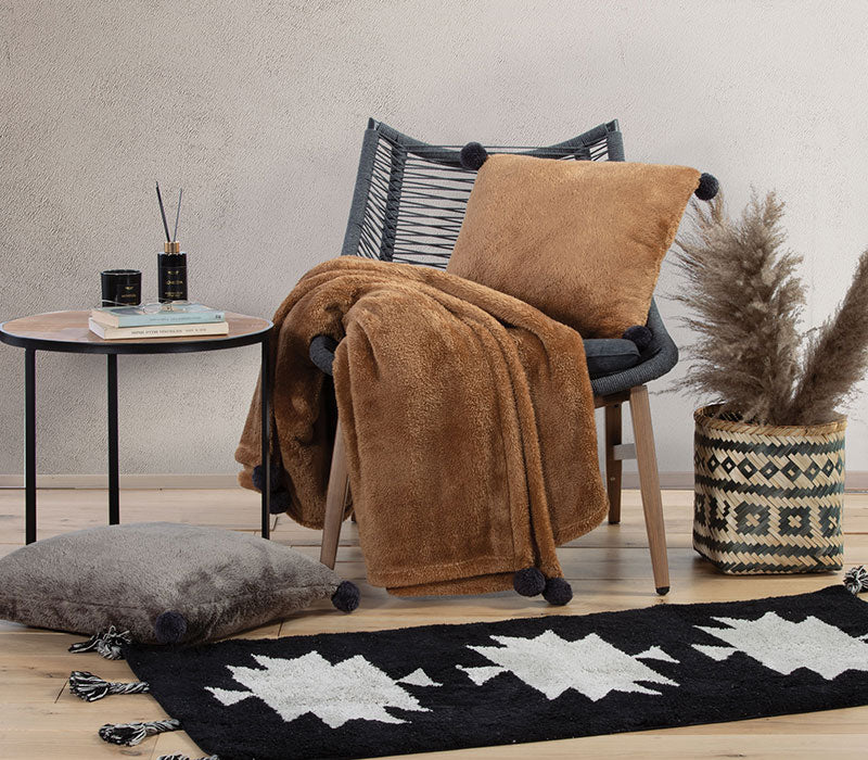 Διακοσμητικό Μαξιλάρι Μουσταρδί Sherpa Miaris 50X50 Nef-Nef Homeware