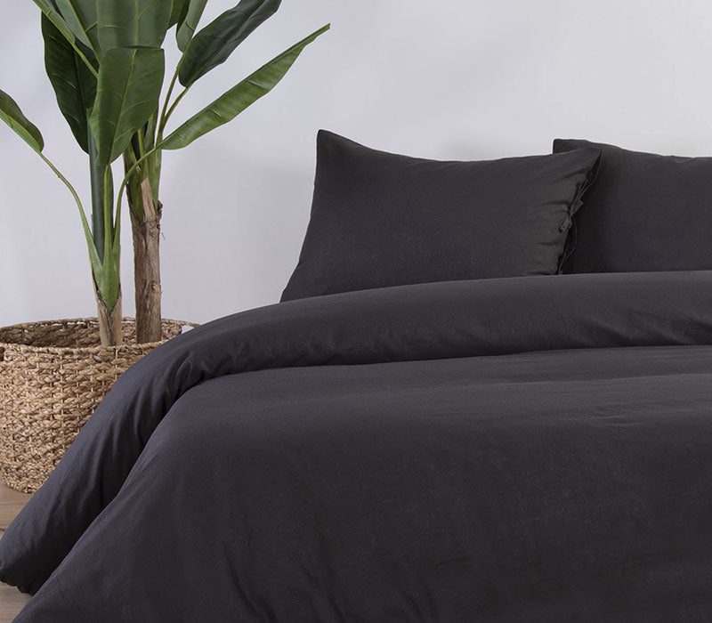 Σεντόνι Ανθρακί King Size Cotton-Linen Nef-Nef Homeware