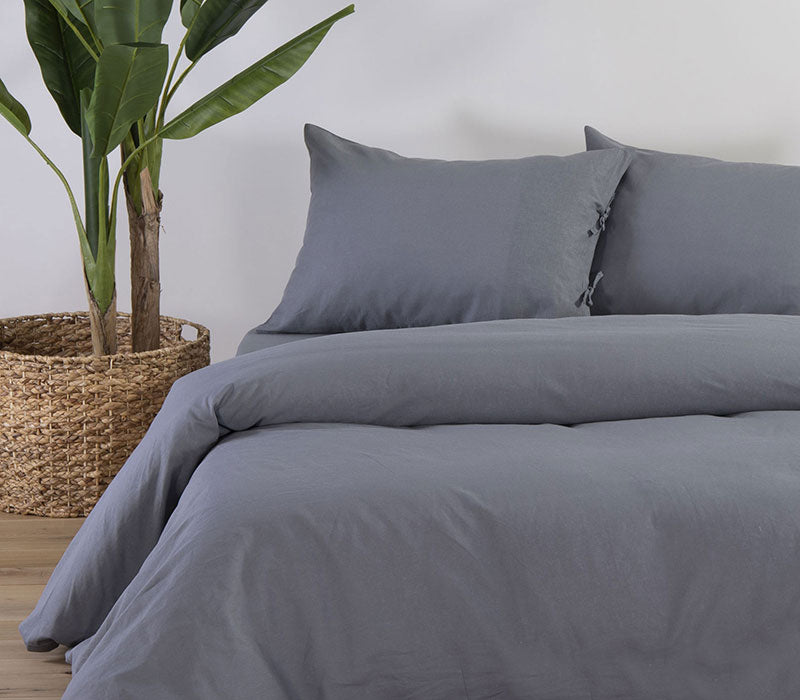 Σεντόνι Γκρι King Size Cotton-Linen Nef-Nef Homeware