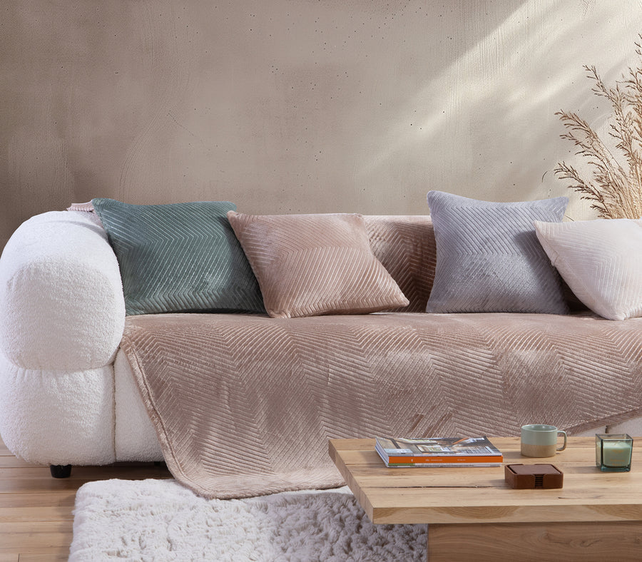Ριχτάρι Τριθέσιου Καναπέ Fleece Μπεζ Dakari 180X300 Nef-Nef Homeware