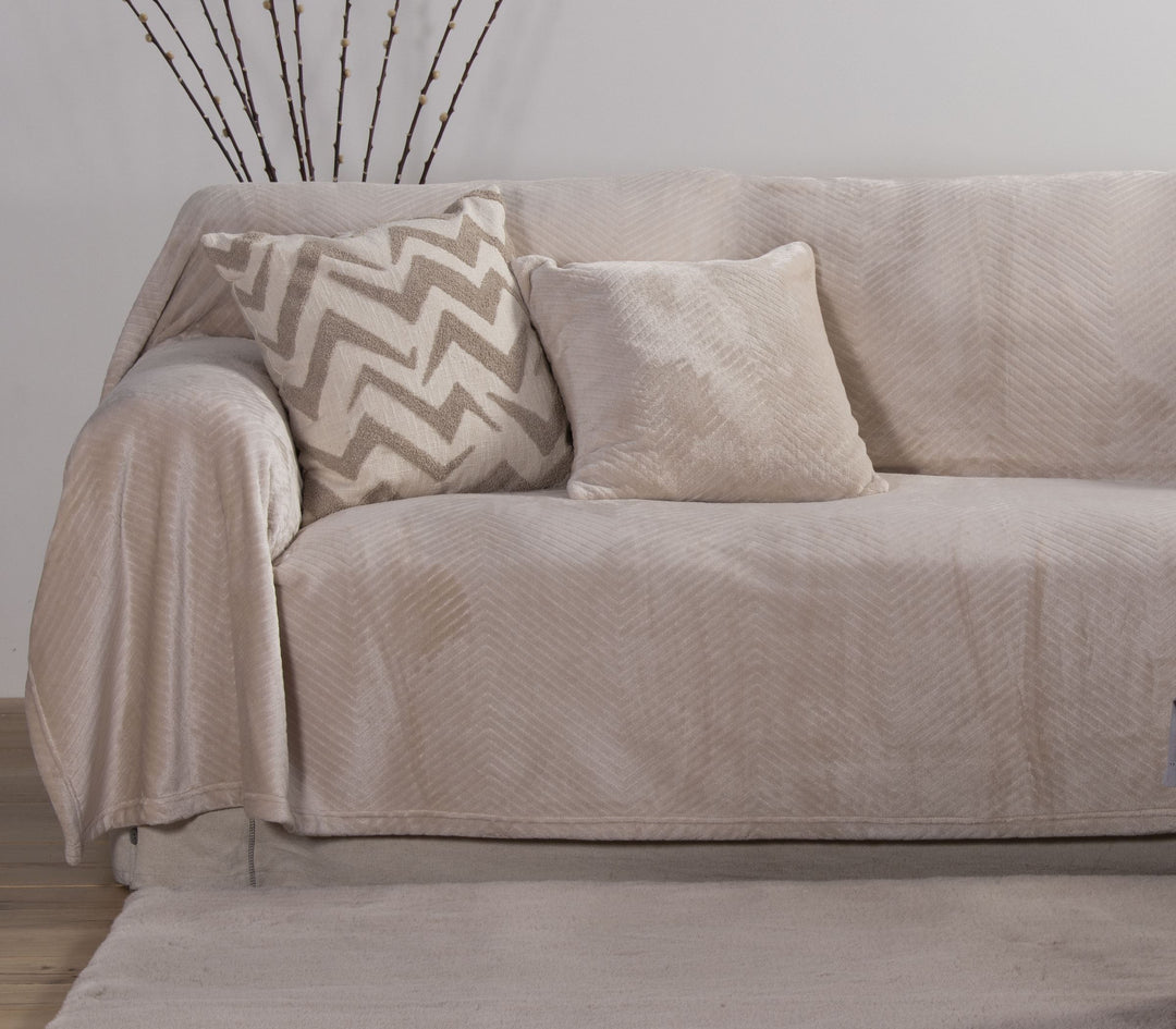 Ριχτάρι Τριθέσιου Καναπέ Fleece Εκρού Dakari 180X300 Nef-Nef Homeware