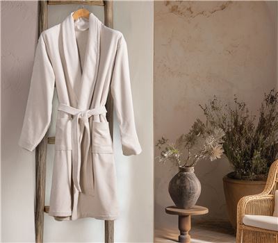 Εκρού Μπουρνούζι Elements Με Γιάκα Unit Nef-Nef Homeware