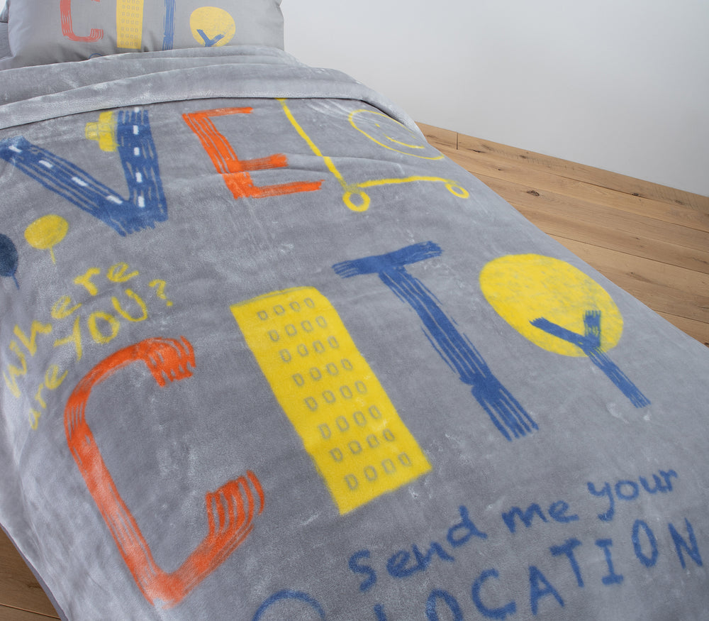 Παιδική Κουβέρτα Βελουτέ Γκρι Velocity Nef-Nef Homeware