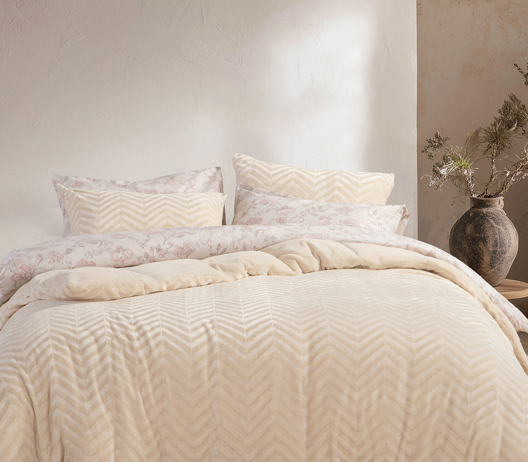 Σετ Παπλωματοθήκη Μονή Εκρού Carmen 160X220 Nef-Nef Homeware