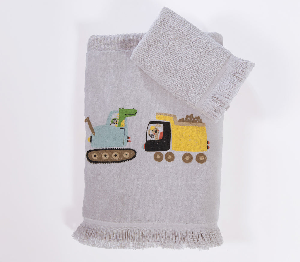 Σετ Παιδικές Πετσέτες Γκρι 2Τμχ Fun At Work Nef-Nef Homeware