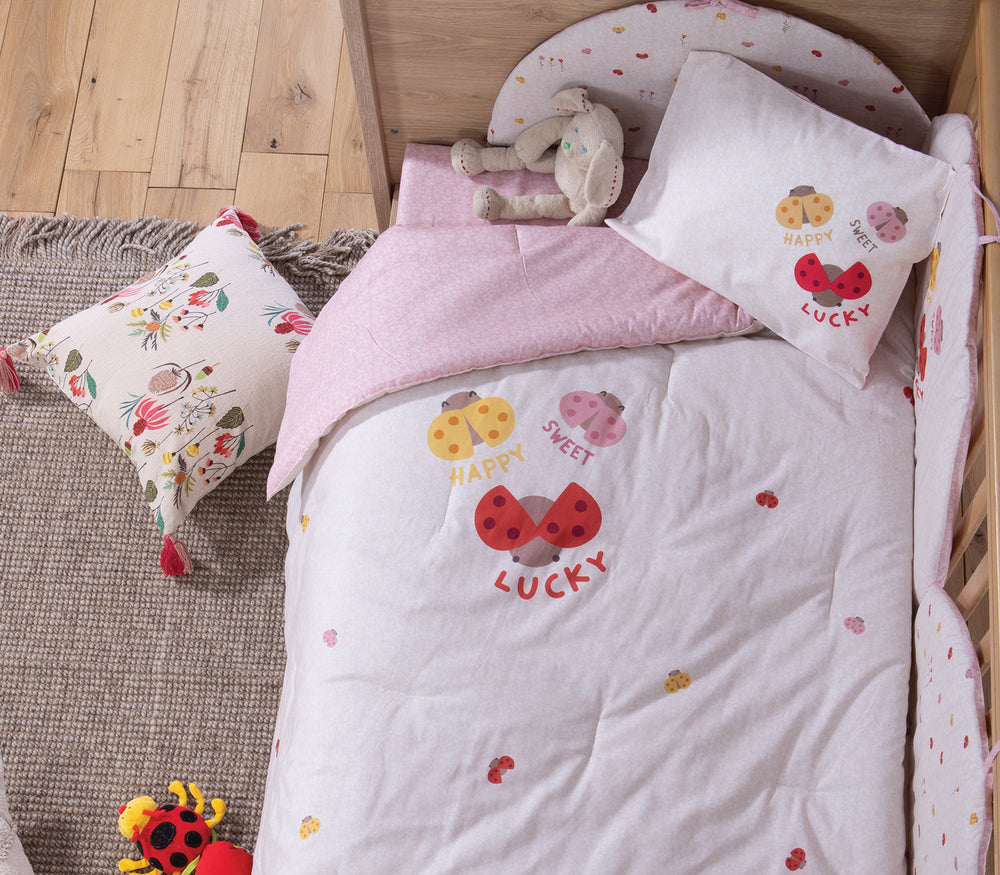 Βρεφικό Κουβερλί Κούνιας Εκρού Lady Bug  Nef-Nef Homeware 110X140
