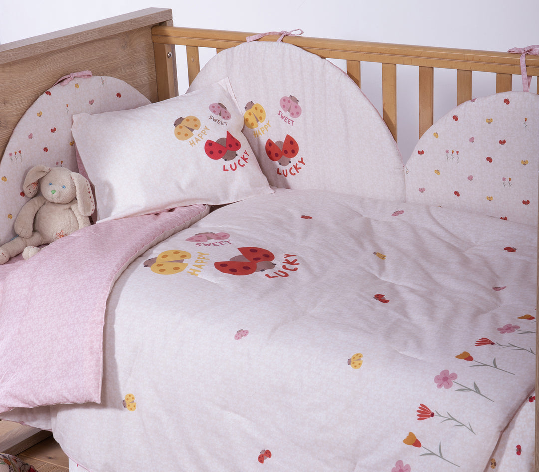 Βρεφικό Κουβερλί Κούνιας Εκρού Lady Bug  Nef-Nef Homeware 110X140