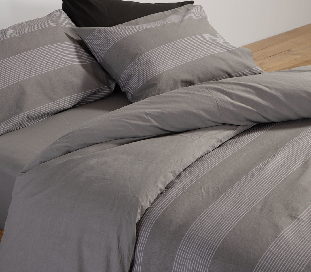Σετ Σεντόνια Υπέρδιπλα Σκούρο Γκρι Casual Stripe Nef-Nef Homeware